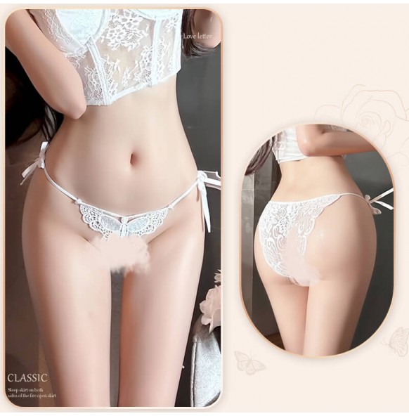 FEE ET MOI - Butterfly Tease Lace Strap Panties (White) FEE ET MOI - Butterfly Tease Lace Strap Panties (White)